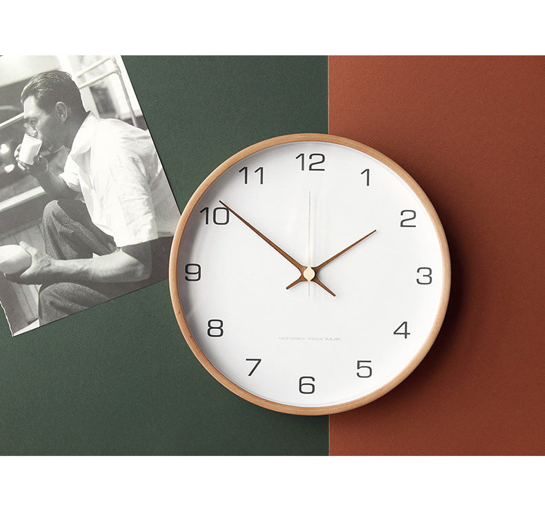 Minimalist Wooden Wall Clock - Silent Analog Clock Made of Solid Wood for Living Room and Bedroom | Bowlift