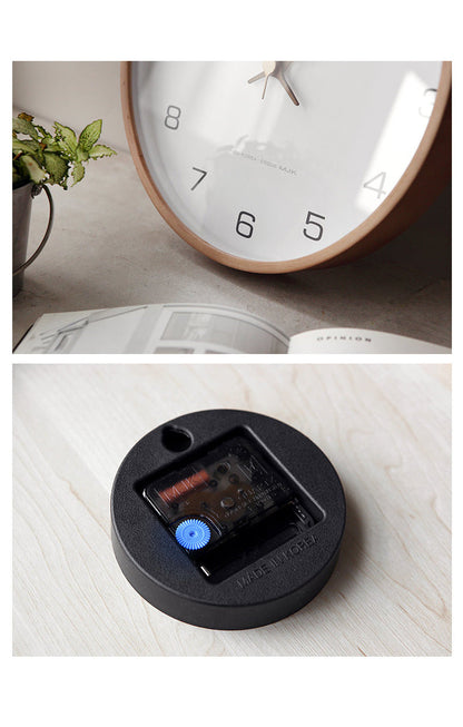 Minimalist Wooden Wall Clock – Silent Analog Solid Wood Clock for Living Room and Bedroom