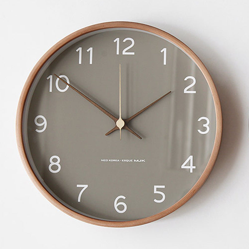 Minimalist Wooden Wall Clock – Silent Analog Solid Wood Clock for Living Room and Bedroom