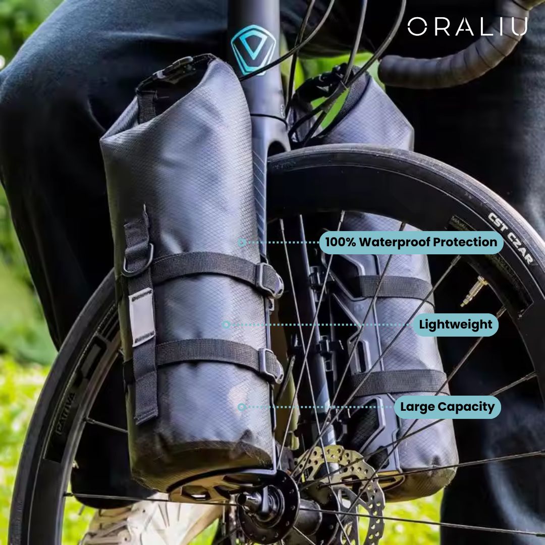 Skanto | Waterproof Fork Bike Bags – 5-7L Pannier Set for Long Rides & Bikepacking