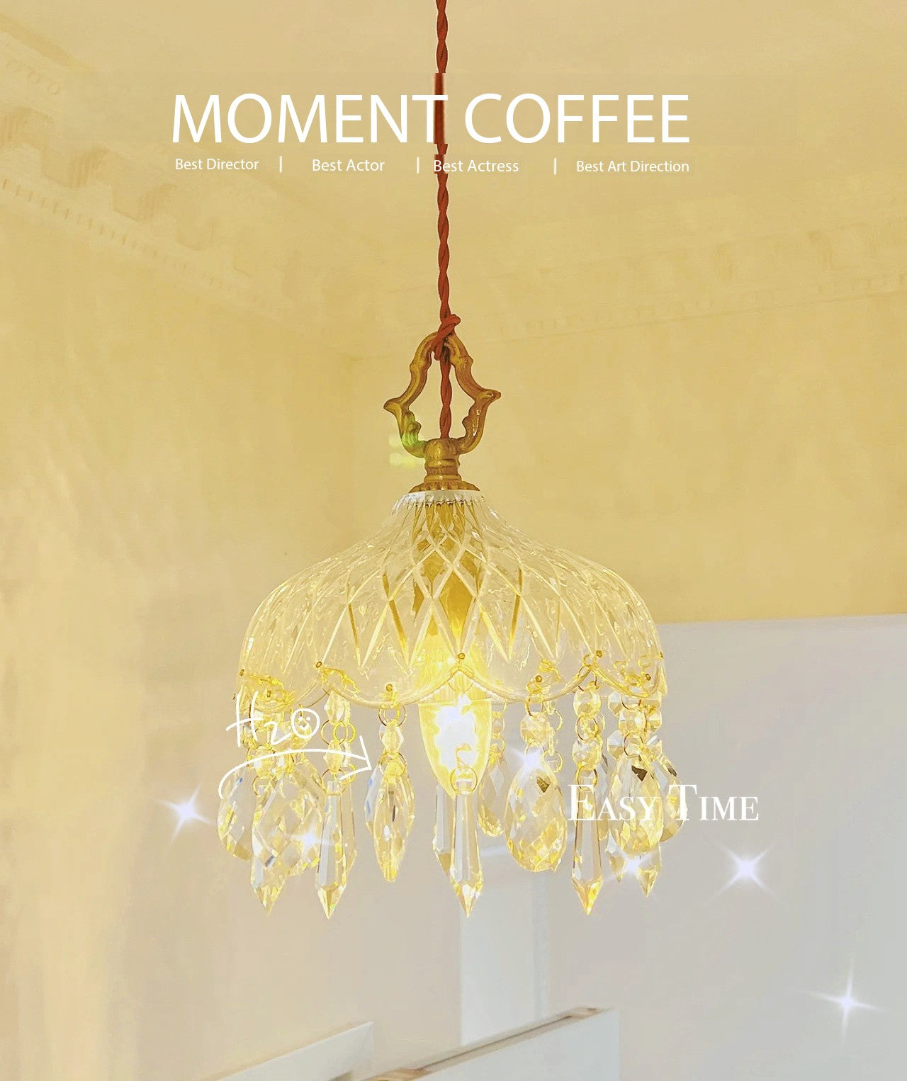 Small Brass Crystal Chandelier