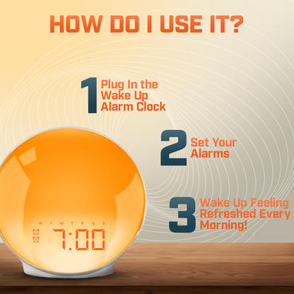 Skanto | Wake-Up Sun Lamp Alarm Clock | Gradual Sunrise Glow & Customizable Sounds for Gentle Mornings