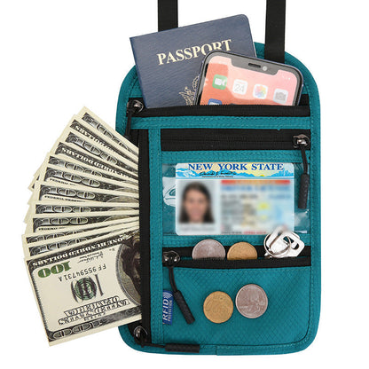 BowLift | Travel Neck Pouch Neck Wallet with RFID Blocking Passport Holder