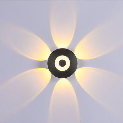 Modern Scandinavian LED wall light with round aluminum shade for the terrace