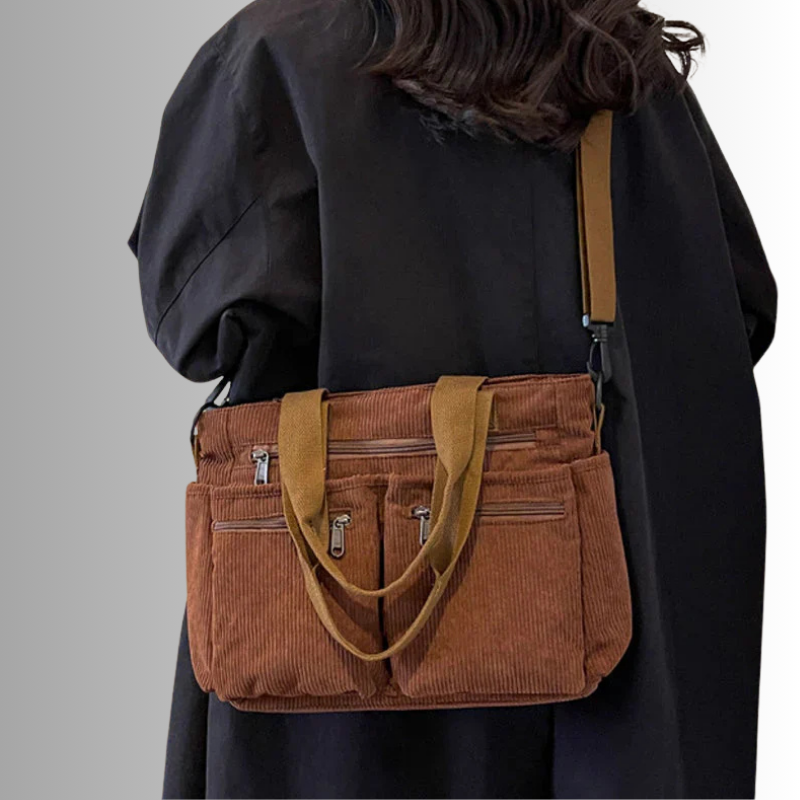 Skanto | Urban Cord Tote Stylish Corduroy Shoulder Bag – Spacious, Convenient & Functional Everyday Tote