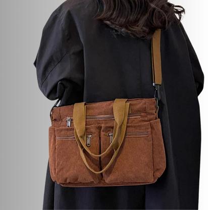 Skanto | Urban Cord Tote Stylish Corduroy Shoulder Bag – Spacious, Convenient & Functional Everyday Tote
