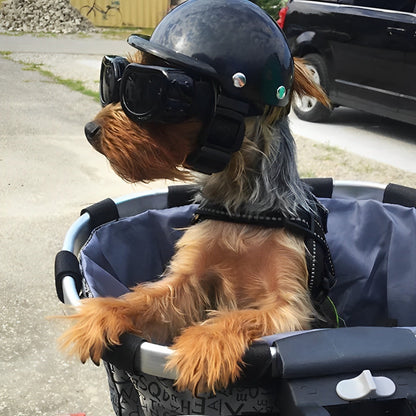 Skanto | Dog Motorcycle Helmet and Goggles – Trendy and Safe