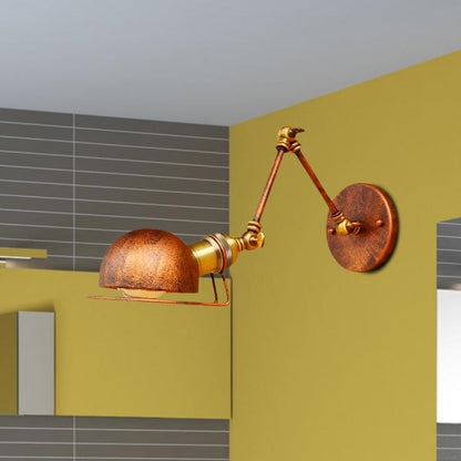 BowLift | Vintage Industrial Bowl Wall Lamp 1 Light Iron Wall Lamp with Rotatable Arm in Black/Metal