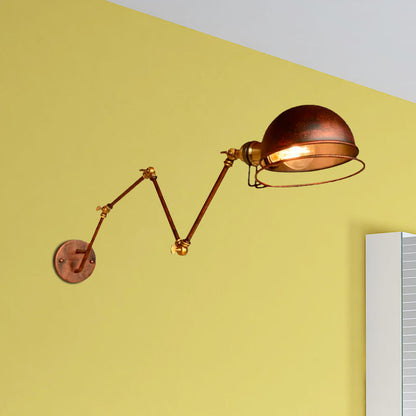 Kalsten | Vintage Industrial Bowl Wall Lamp 1 Light Iron Wall Lamp with Rotatable Arm in Black/Metal