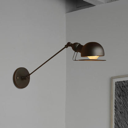 Kalsten | Vintage Industrial Bowl Wall Lamp 1 Light Iron Wall Lamp with Rotatable Arm in Black/Metal