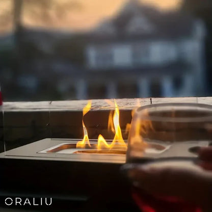 Skanto | Bioethanol Tabletop Fireplace – With Safety Glass, Indoor & Outdoor