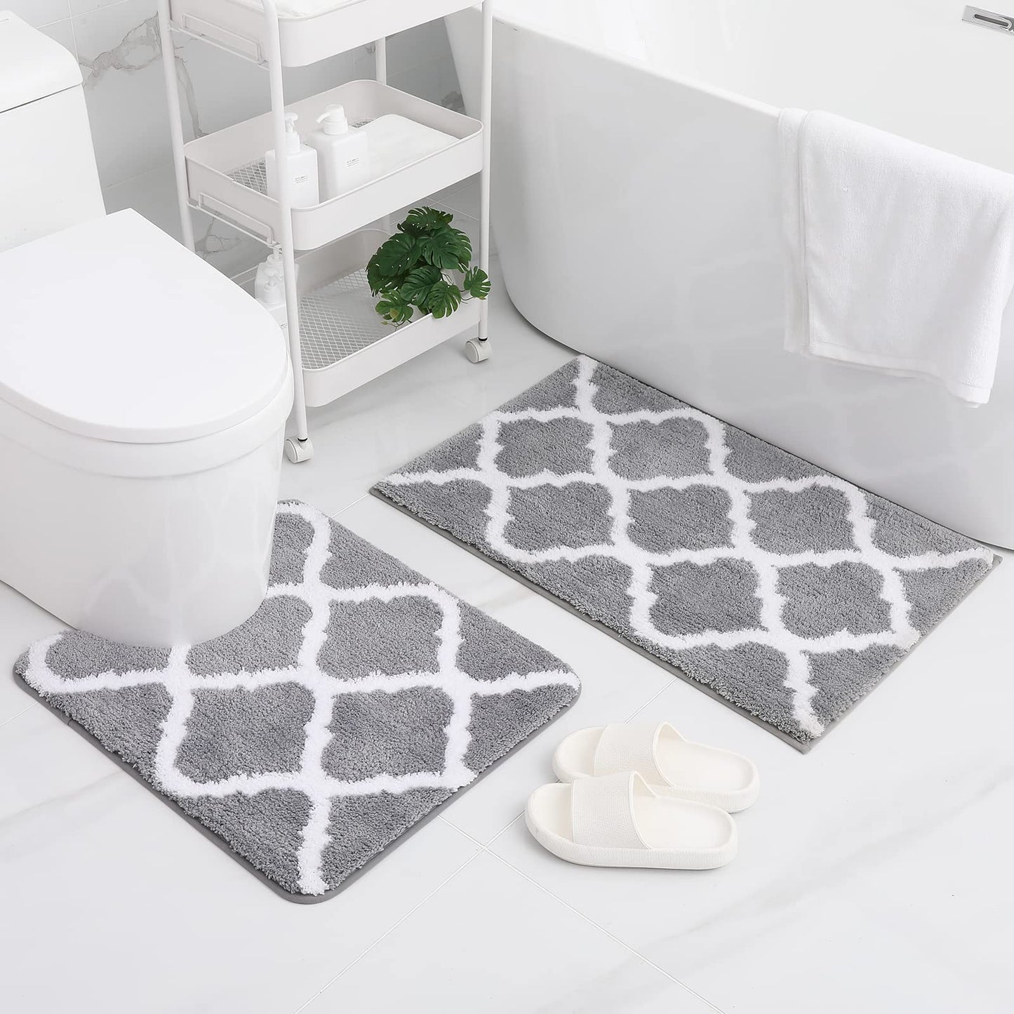 BowLift | Ultra Soft Shaggy Bath Mat Set – 2 Piece Non-Slip Absorbent Rugs