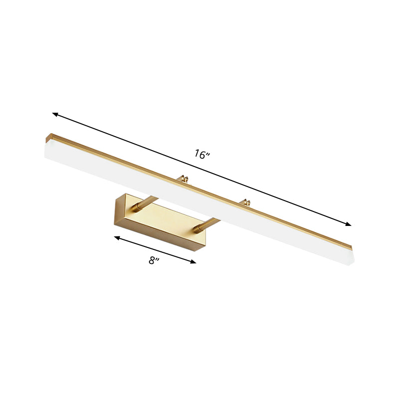 16"/19.5" W Modern Style Acrylic LED Right Wall Sconce for Bathroom Vanity in Gold, Warm/White Light | Karnz
