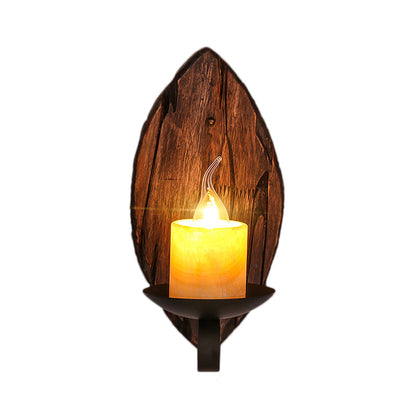 BowLift | Cylinder Coffee Shop Wall Light Fixture Artificial Marble 1 Light Brown Wall Lamp with Wood Semi-Cap/Base/Rectangle Base