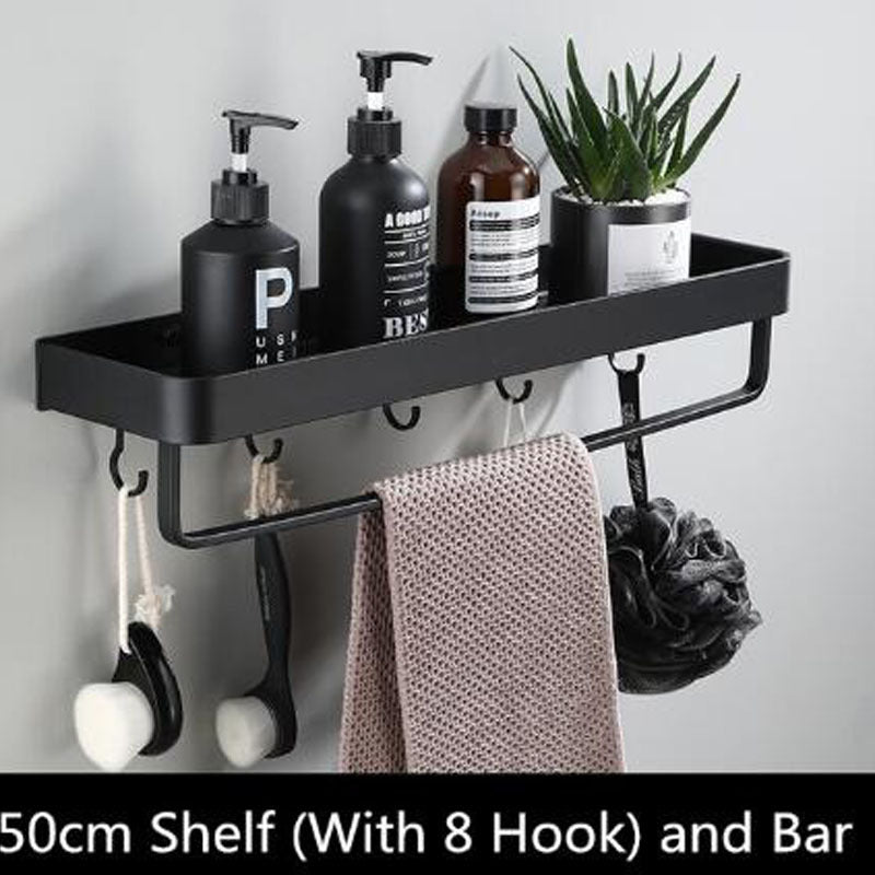 Black Aluminum Wall-Mounted Bathroom Shelf | Karnz