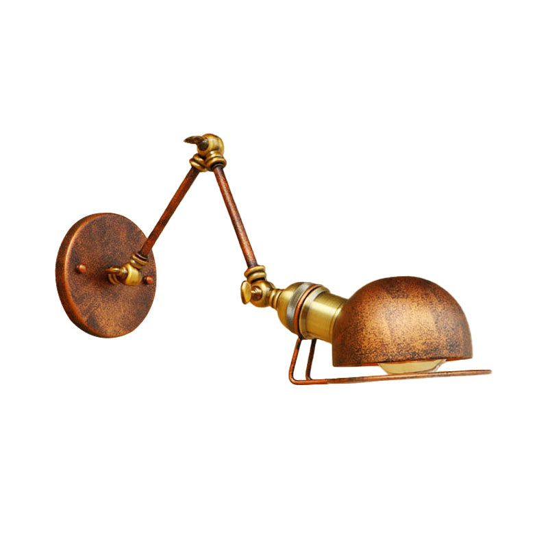 Vintage Industrial Bowl 1-Light Iron Wall Lamp with Swivel Arm in Black/Metal