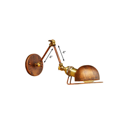 Kalsten | Vintage Industrial Bowl Wall Lamp 1 Light Iron Wall Lamp with Rotatable Arm in Black/Metal