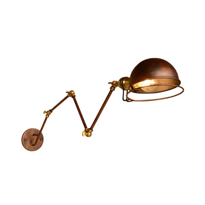 Vintage Industrial Bowl 1-Light Iron Wall Lamp with Swivel Arm in Black/Metal