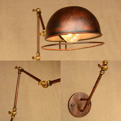BowLift | Vintage Industrial Bowl Wall Lamp 1 Light Iron Wall Lamp with Rotatable Arm in Black/Metal