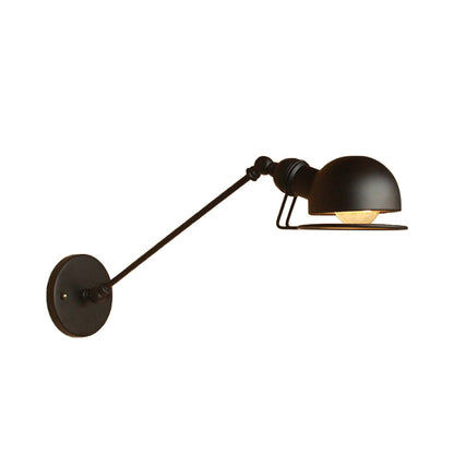Kalsten | Vintage Industrial Bowl Wall Lamp 1 Light Iron Wall Lamp with Rotatable Arm in Black/Metal