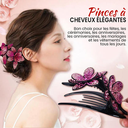 Double Flower Rhinestone Hairpin | Karnz