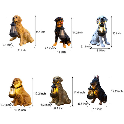 Resin Dog with Lantern Landscape Decor Solar Outdoor Lights | Kalsten