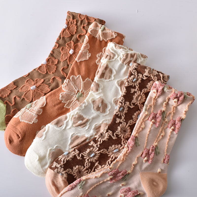 Skanto | Women's Floral Cotton Socks (10 Pairs)