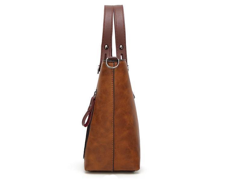 Cera - Double Front Pocket Vintage Tote Handbag | Bowlift