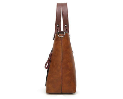 Cera - Double Front Pocket Vintage Tote Handbag | Bowlift