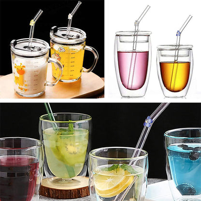 6 PCS Reusable Stained Glass Straws with Cleaning Brush | Bowlift
