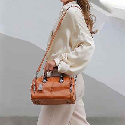 New handbags made of Boston oil wax leather, large soft leather tote bag