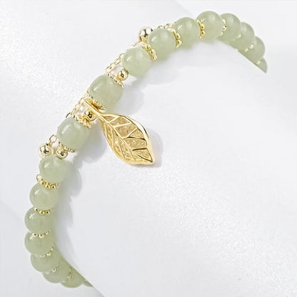 Skanto | Hetian Jade Leaf Gold Bracelet