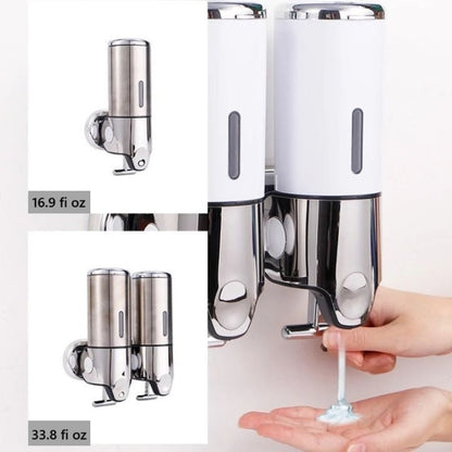 BowLift | Wall Mounted Soap Dispenser | SudsStation Bathroom Organizer | Stainless Steel & ABS | 16.9 fl oz | Set of 1–3
