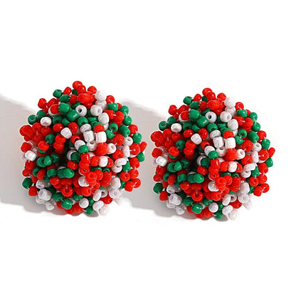 Skanto | Handmade Multicolor Pearl Pompom Stud Earrings