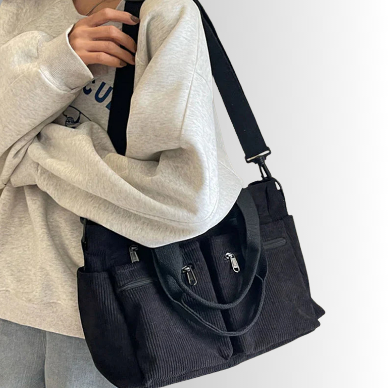 Skanto | Urban Cord Tote Stylish Corduroy Shoulder Bag – Spacious, Convenient & Functional Everyday Tote