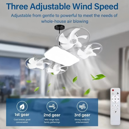 Modern ceiling fan with four blades and light | Karnz