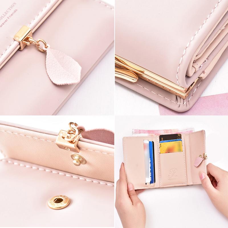 Short trifold wallet with leaf detail | Skanto