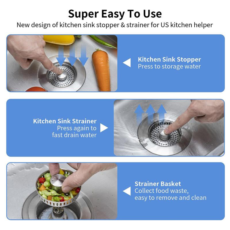 Upgrade 3-in-1 Kitchen Sink Drain Strainer | Kalsten
