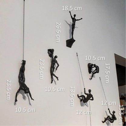 BowLift | Wall Climbing Man Sculpture | Modern Resin Wall Art Decor | Creative Hanging Statue