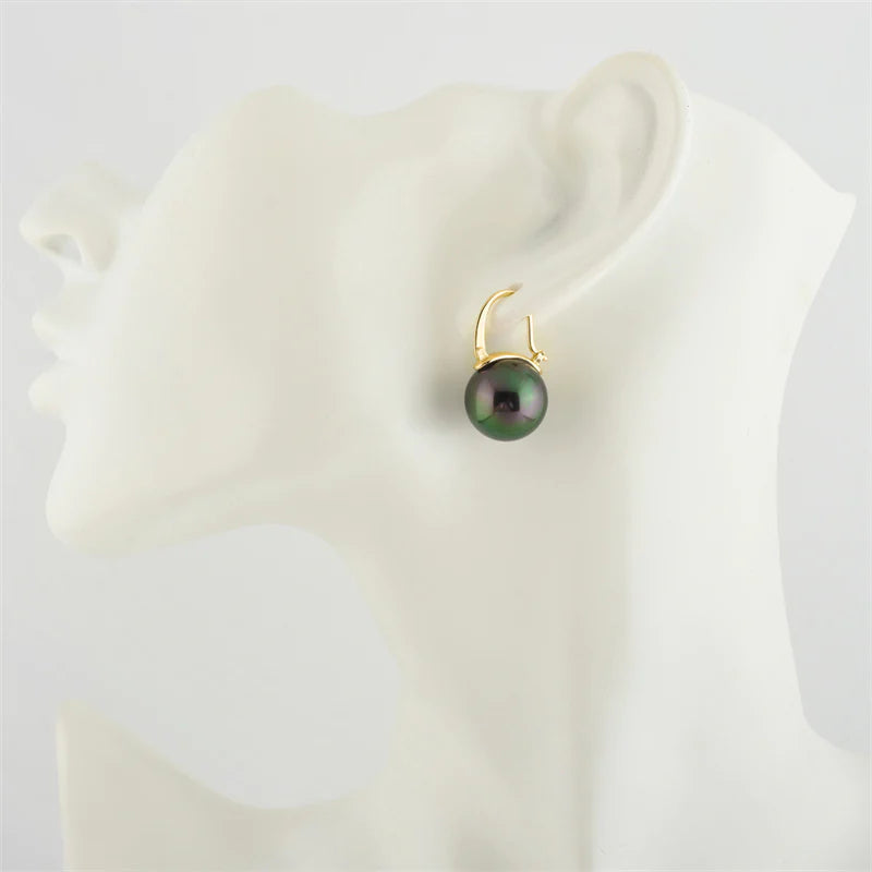Skanto | Black Pearl Earrings Available in White Champagne Grey Gold and Black Pearl Dangle Earrings