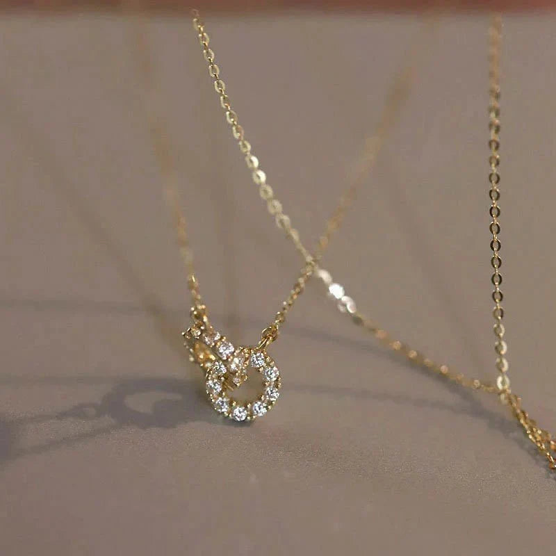 Brehn | 14K S925 interconnected diamond circles necklace