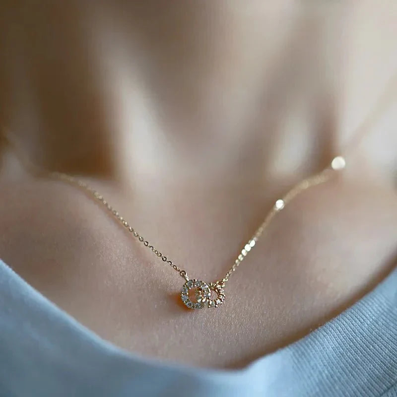 Brehn | 14K S925 interconnected diamond circles necklace