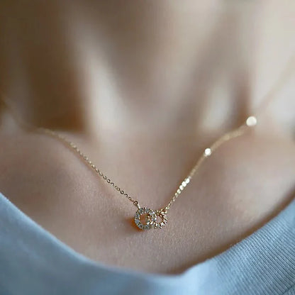 Brehn | 14K S925 interconnected diamond circles necklace