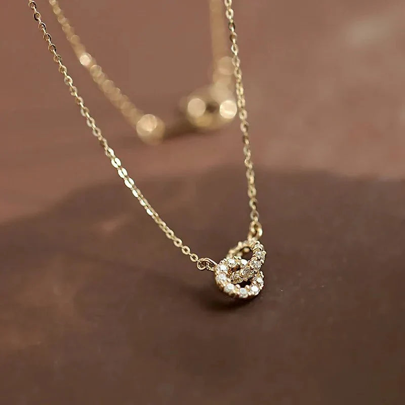 Brehn | 14K S925 interconnected diamond circles necklace