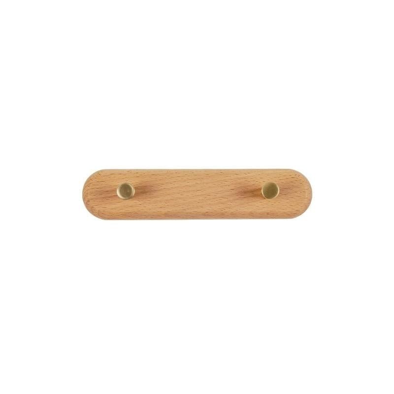 BowLift | WandHout – Minimalistic wooden wall coat rack with brass hooks