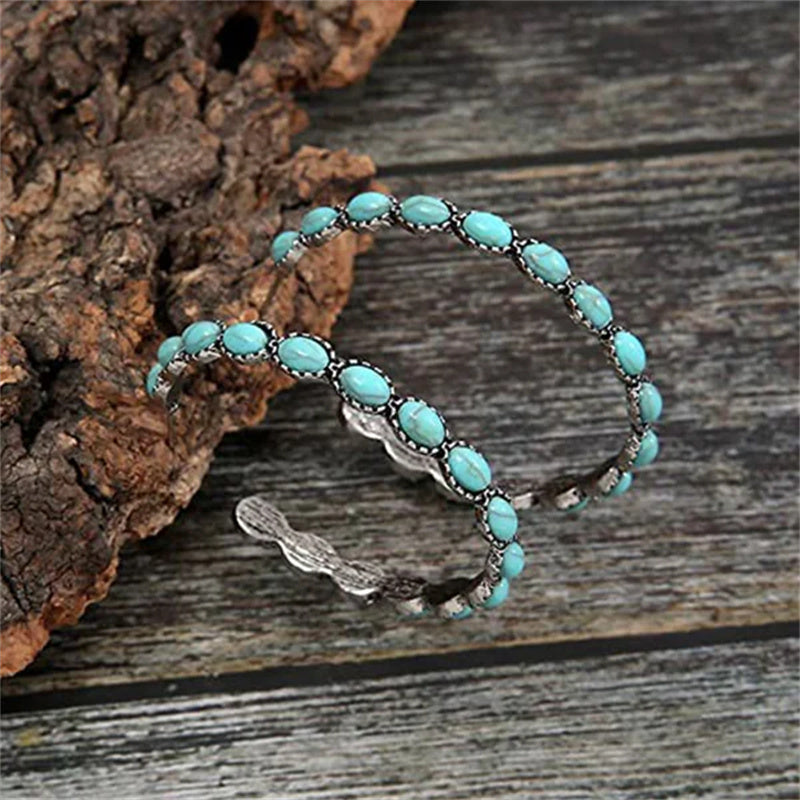 BowLift | Vintage C-Shaped Turquoise Hoop Earrings