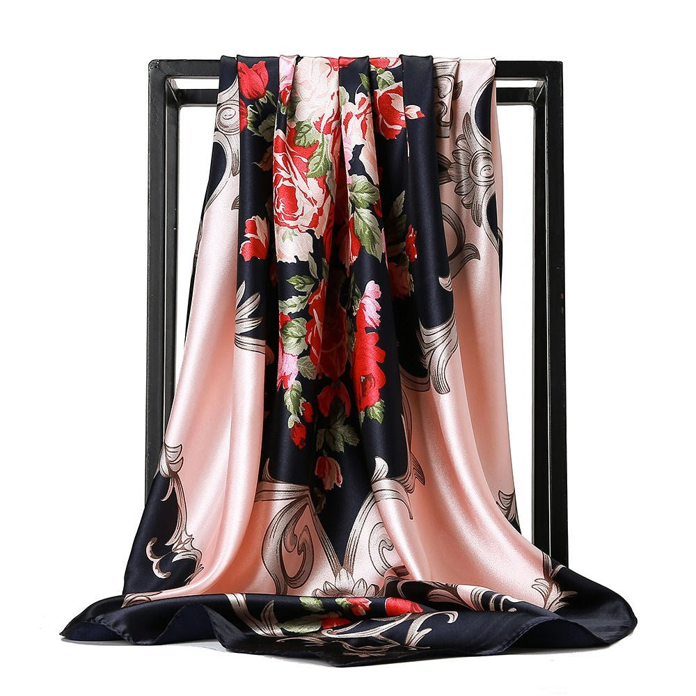 Skanto Skanto | Large Square Scarf Simulated Silk Scarf Versatile Scarf Scarf