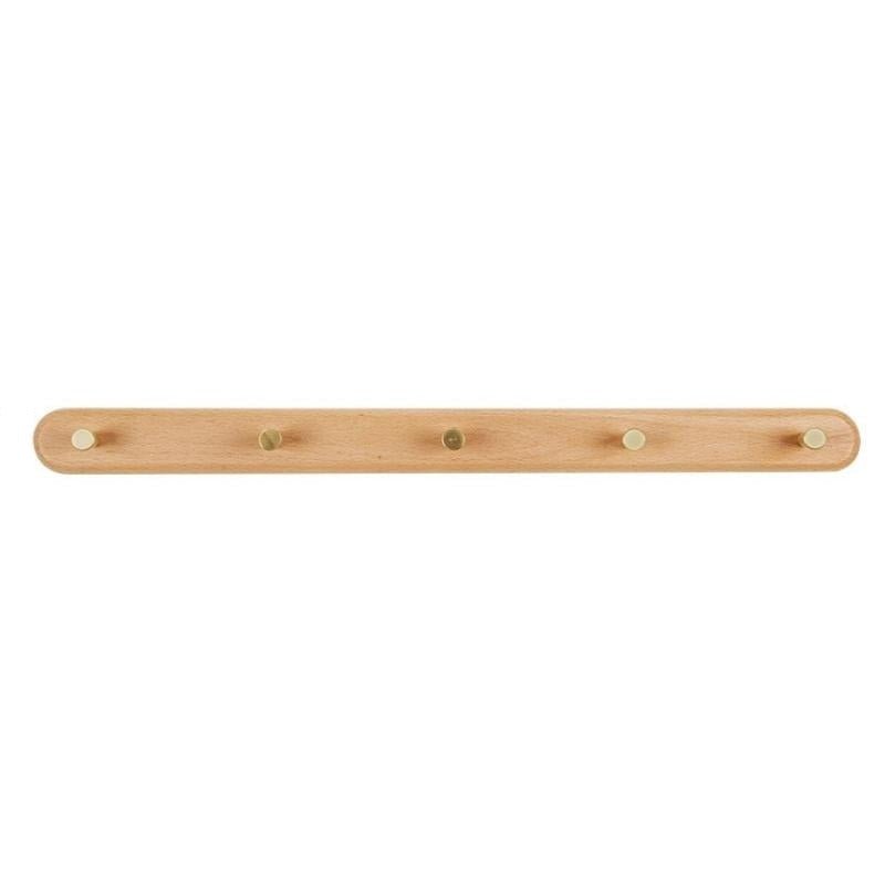 BowLift | WandHout – Minimalistic wooden wall coat rack with brass hooks