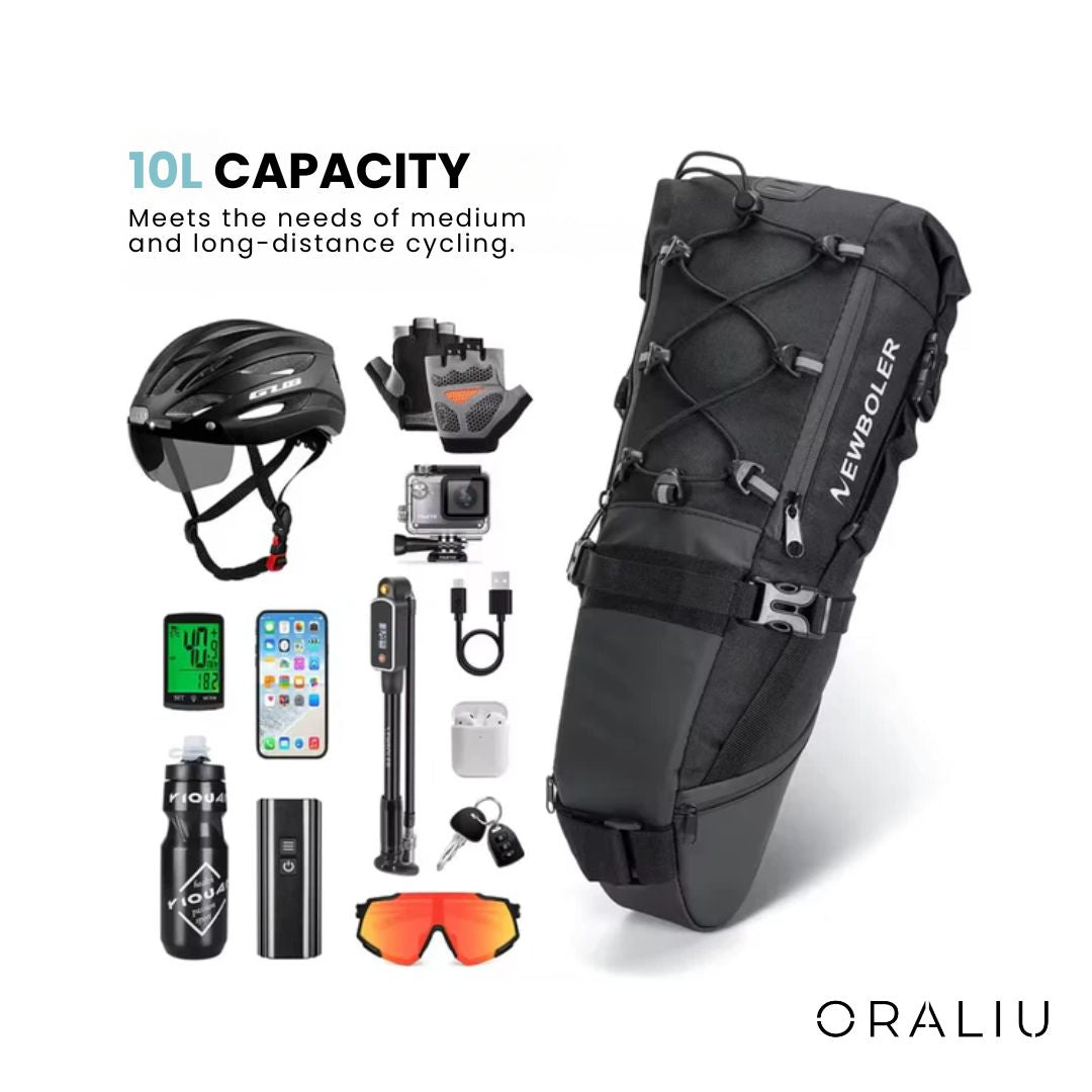 Skanto | Waterproof Bike Saddle Bag – 10L Capacity, Lightweight & Durable Bicycle Seat Pack