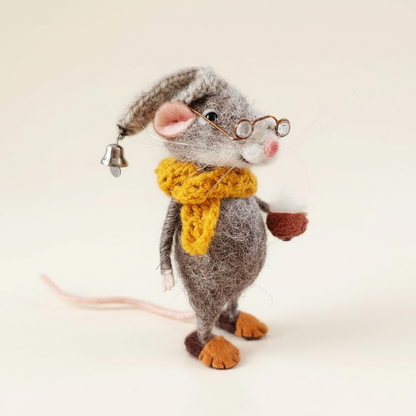 BowLift | Handmade Felted Mouse Decoration | Eco-Friendly Wool | Holiday Ornament & Gift